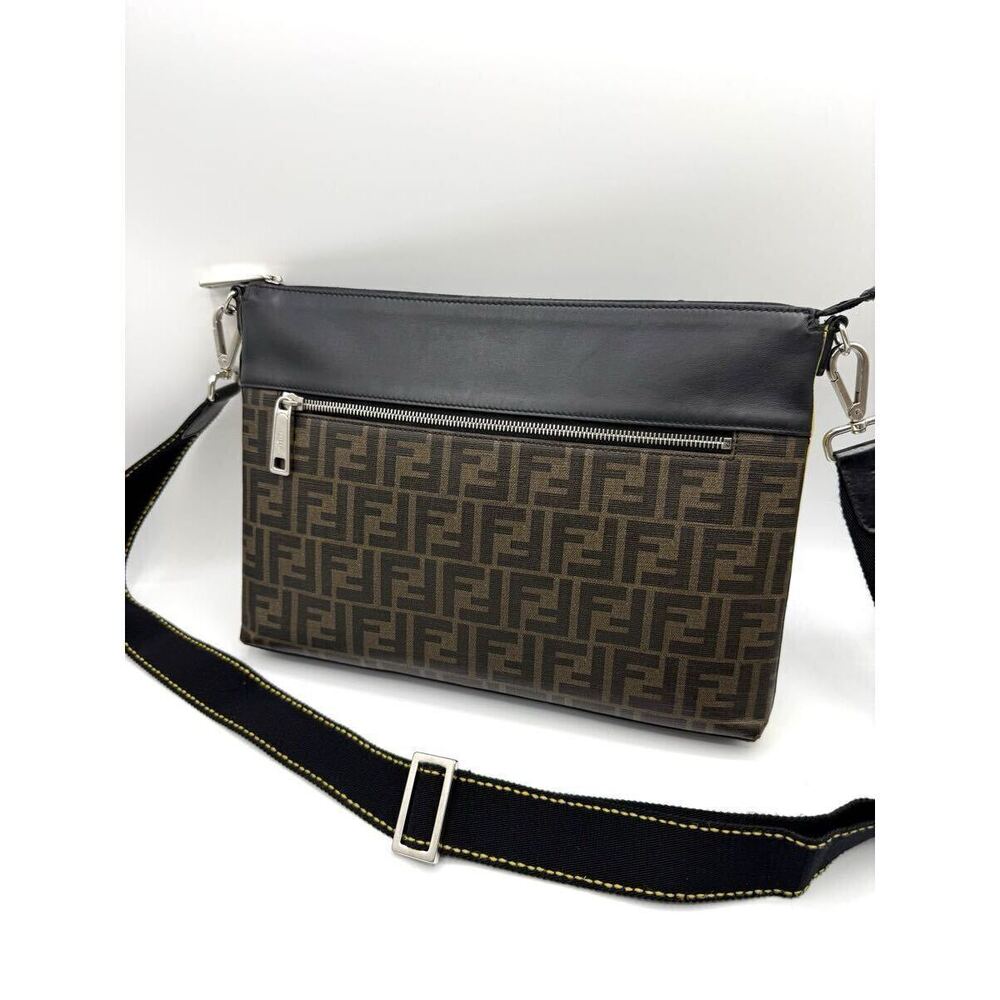 FENDI shoulder bag canvas leather FF Zucca clutch